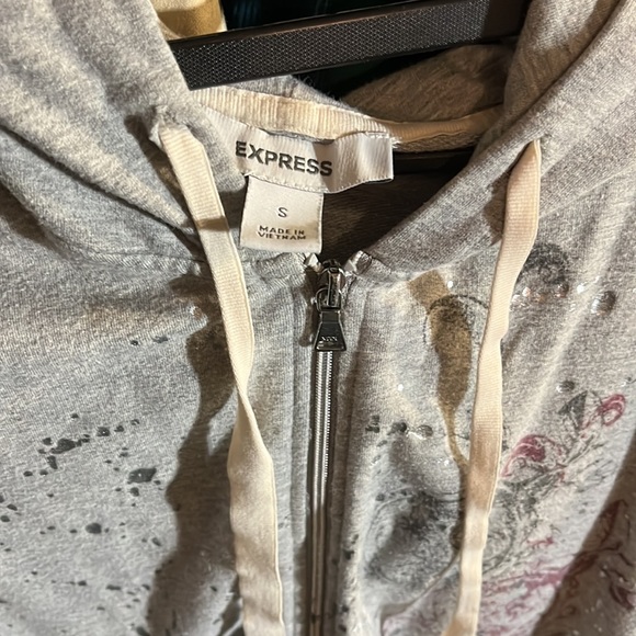 ✨Vintage Express Graphic metallic paint splatter gray hoodie - Picture 5 of 6